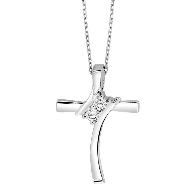 0.06 Carat Total Weight Diamond Cross Pendant – Sterling Silver 1