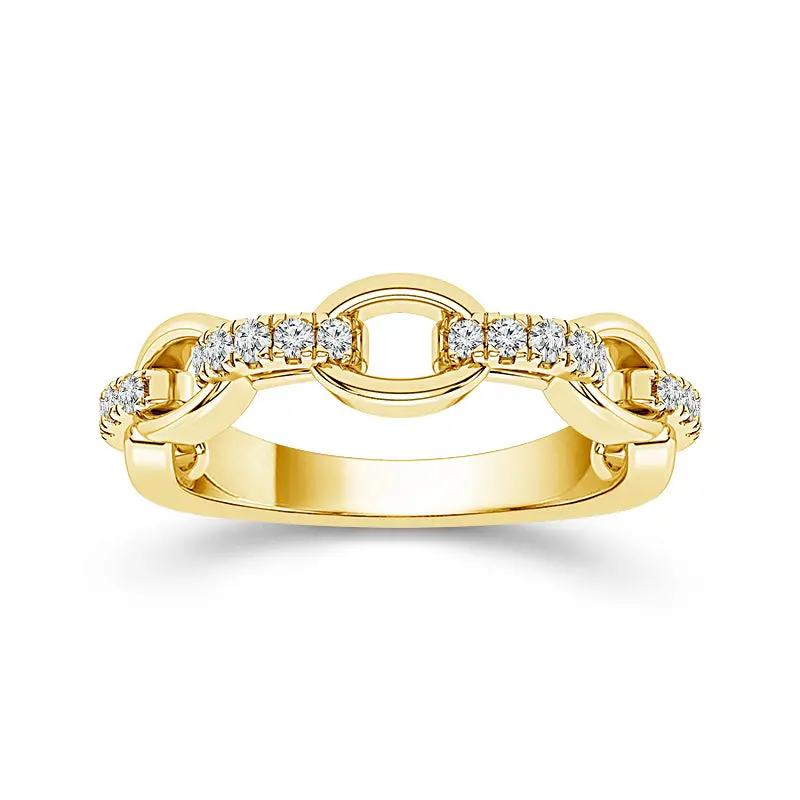 0.20 Carat Diamond Link Ring In 14K Yellow Gold 1