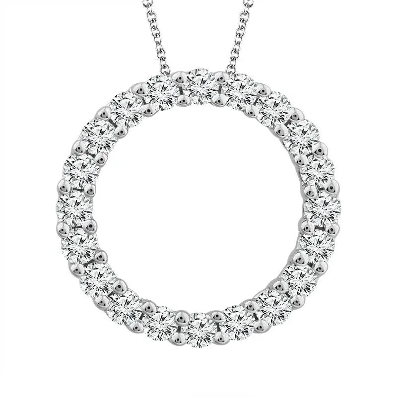 0.75 Carat Total Weight Diamond Circle Pendant – 14K White Gold 1