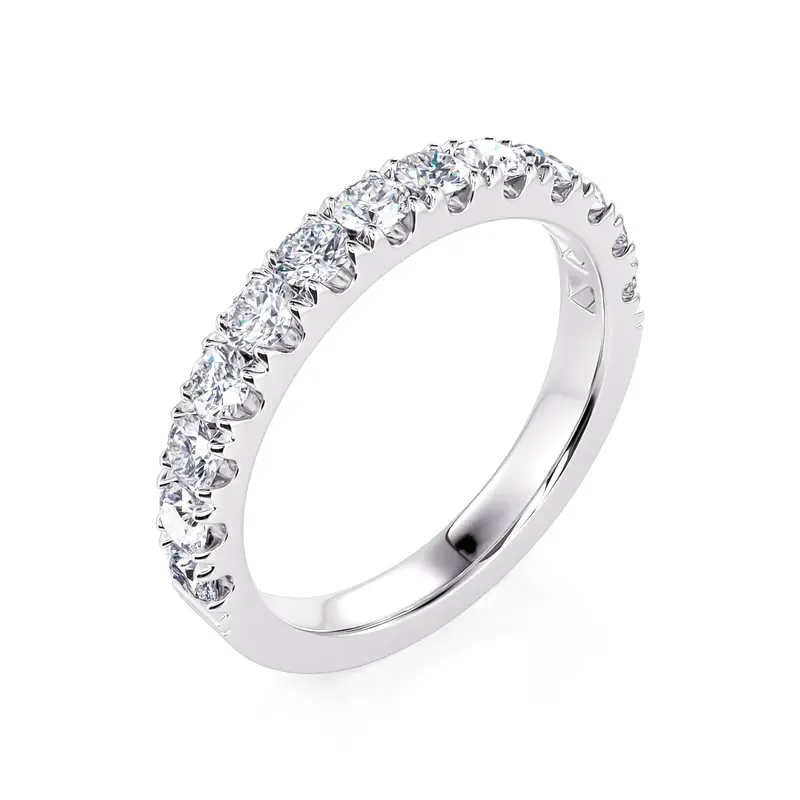 0.75 Carat U-Prong Diamond Wedding Band In 14K White Gold 1