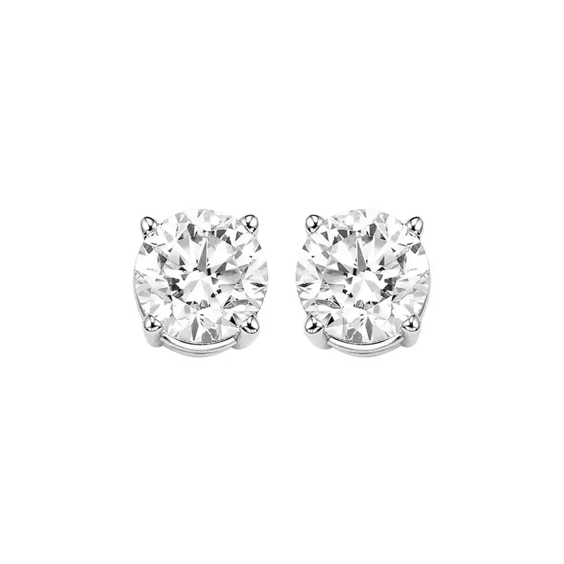 1.00 Carat Round Diamond Stud Earrings In 14K White Gold 1