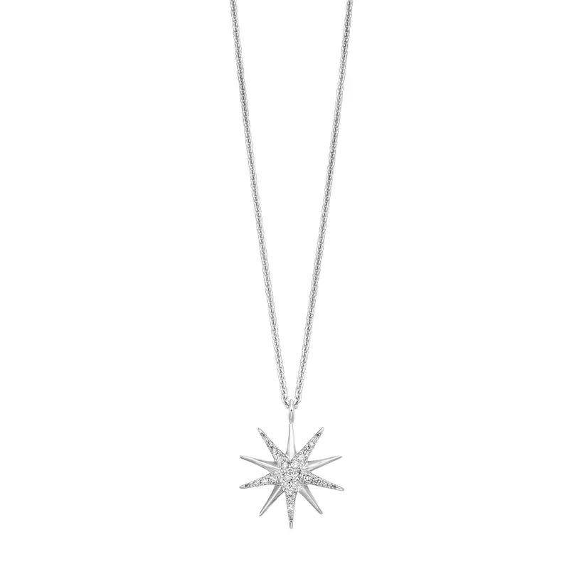 1/10 Carat Total Weight Diamond Star Pendant – Sterling Silver 1