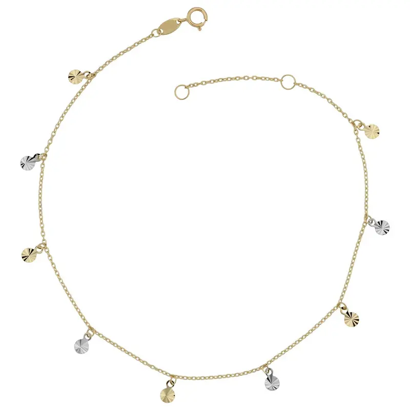 10-Inch Adjustable Disc Charm Anklet In 10K Two-Tone Gold – 3.5Mm Width 1