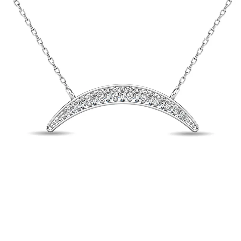 10K White Gold Crescent Diamond Pendant – 0.16 Carat Total Weight 1