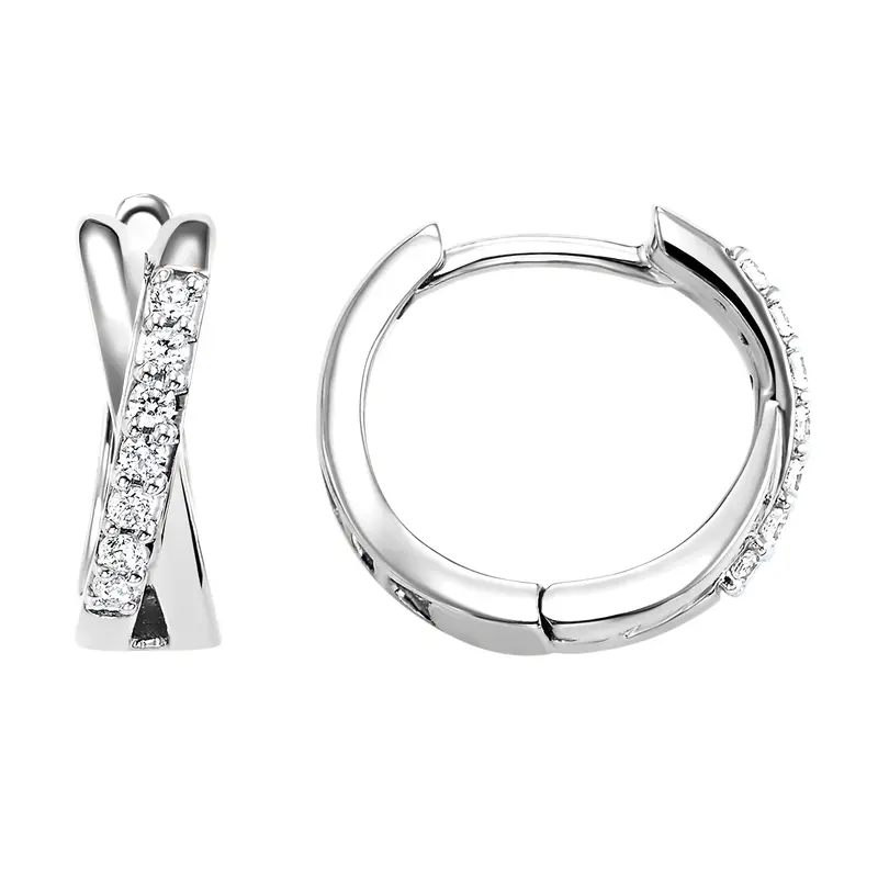 10K White Gold Diamond Huggie Earrings – 0.16 Ct Tw 1