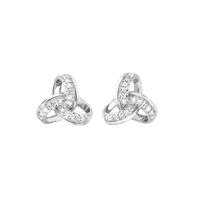 10K White Gold Knot-Design Diamond Earrings – 0.10 Ct Tw 1