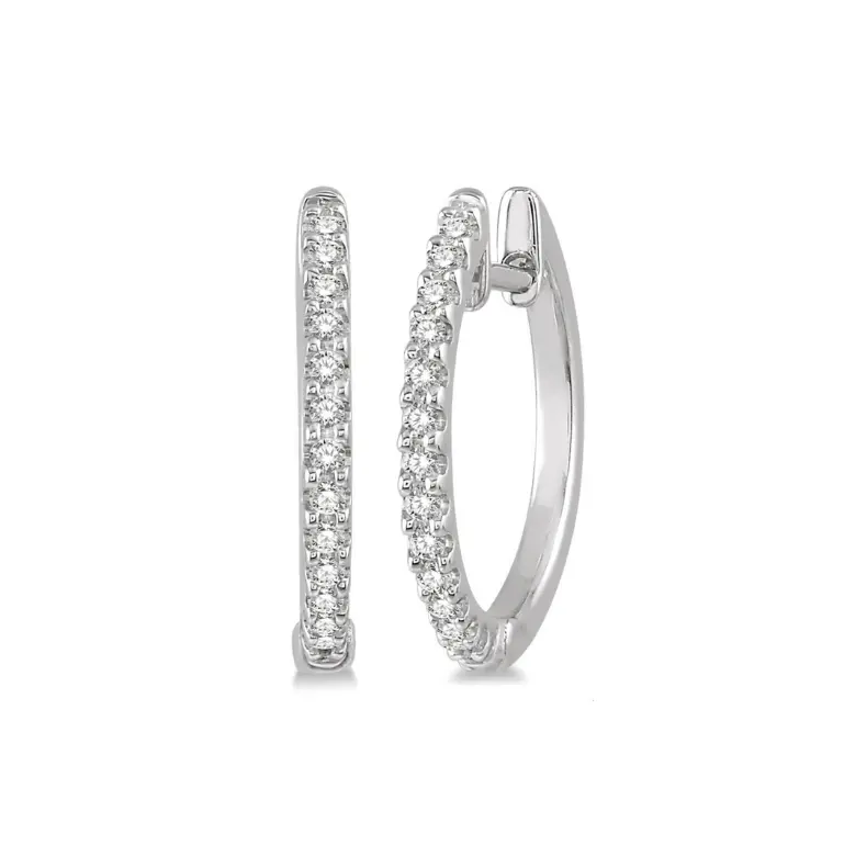 10K White Gold Round Diamond Hoop Earrings – 0.20 Ct Tw 1