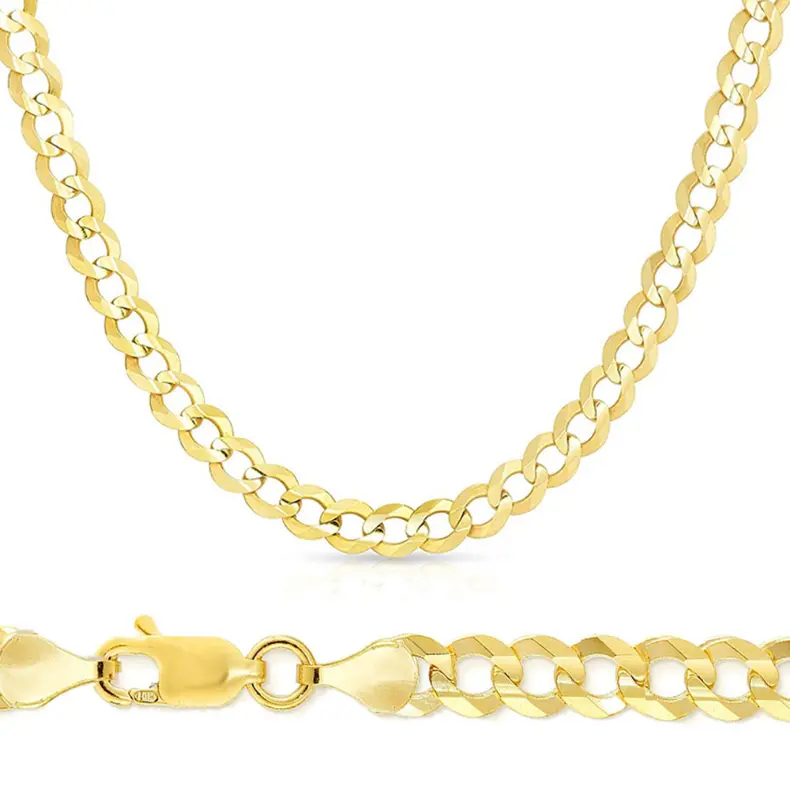 10K Yellow Gold 22-Inch 8Mm Flat Curb Necklace Chain 1