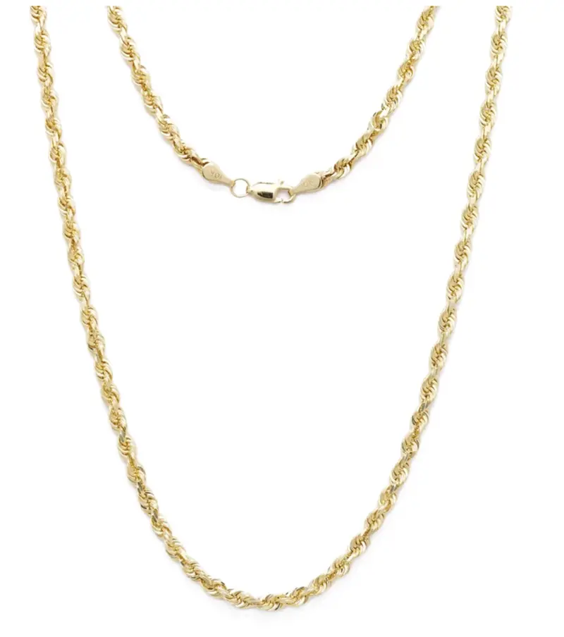 10K Yellow Gold 22-Inch Diamond-Cut Rope Chain — 3Mm Width 1