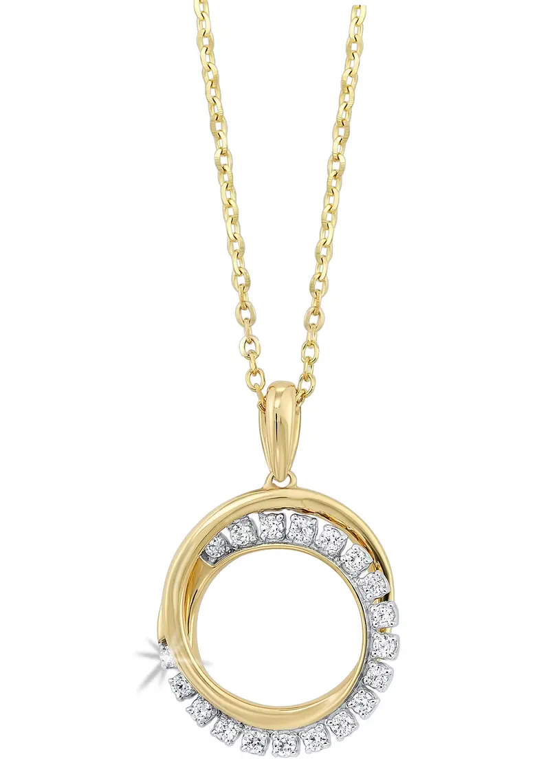 10K Yellow Gold Circle Diamond Pendant – 0.10 Carat Total Weight 1