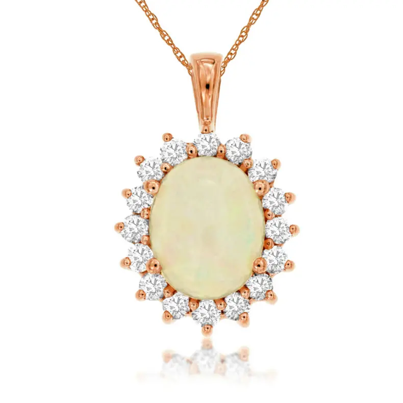 14K Rose Gold Opal And Diamond Pendant (2.33Ctw) 1