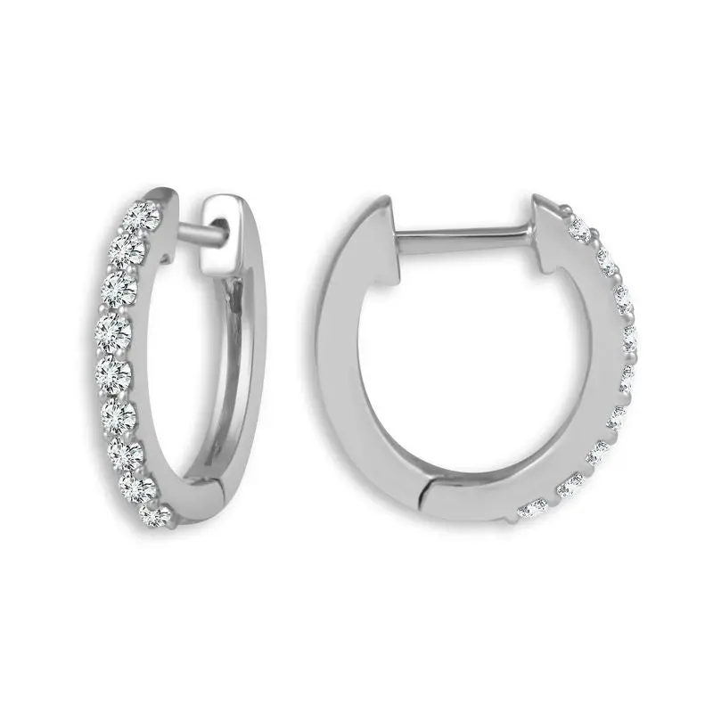 14K White Gold Diamond Hoop Earrings, 0.25 Carat Total Weight 1