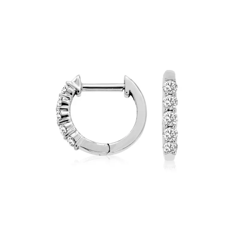14K White Gold Diamond Hoop Earrings – 0.25Ctw 1