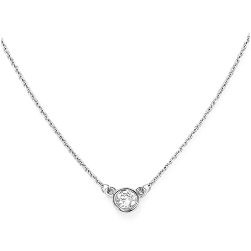 14K White Gold Diamond Solitaire Pendant – 0.15 Carat Total Weight 1