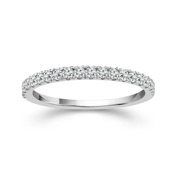 14K White Gold Diamond Wedding Band, 0.20 Carat Total Weight 1