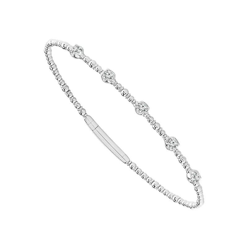 14K White Gold Flexible Diamond Bangle – 0.33 Carat Total Weight 1
