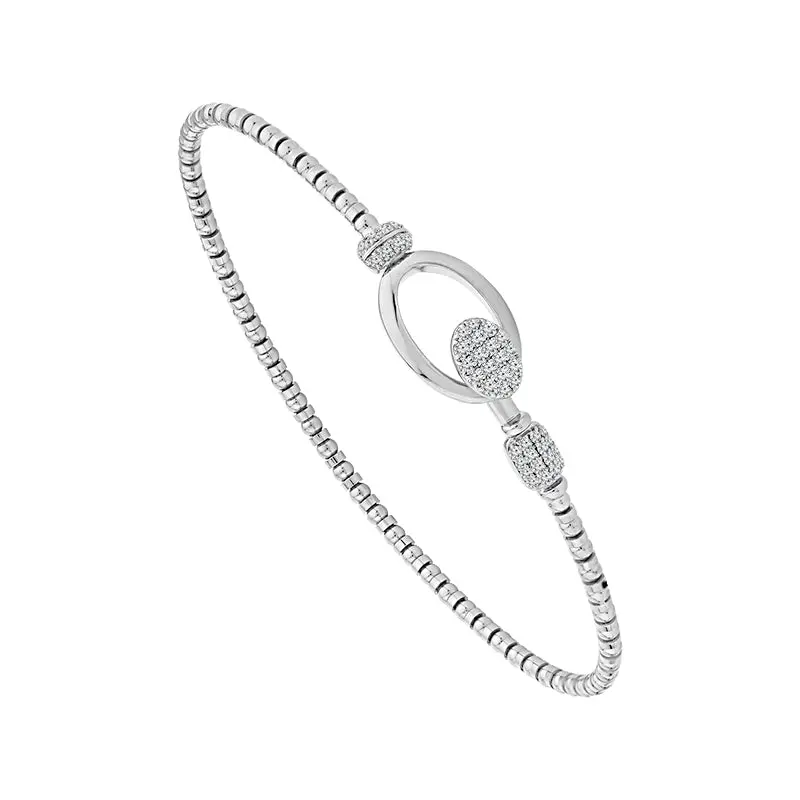 14K White Gold Flexible Diamond Bangle Bracelet (0.25 Ct Tw) 1
