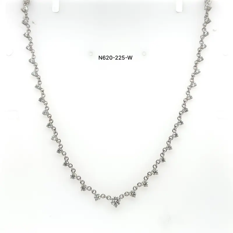 14K White Gold Graduated Diamond Necklace – 2.25Ct G/Si, 18-Inch Chain 1