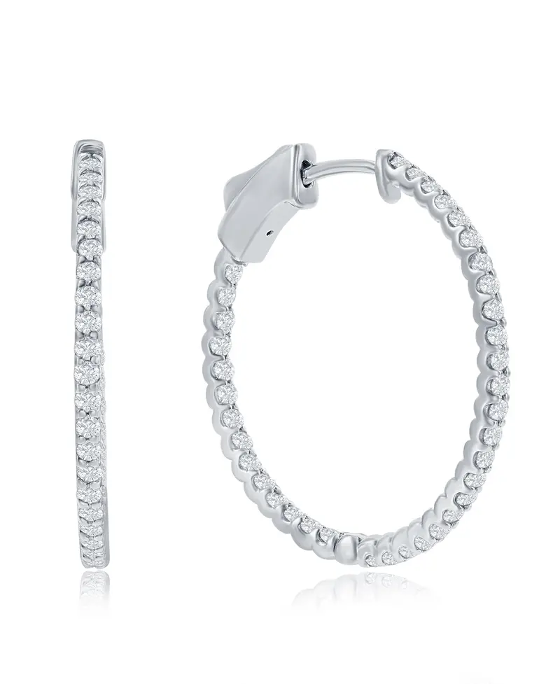 14K White Gold Inside-Out Diamond Hoop Earrings – 0.75 Carat Total Weight 1