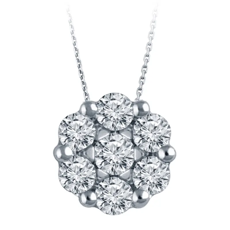14K White Gold Multi-Stone Diamond Pendant – 1/4 Carat Total Weight 1