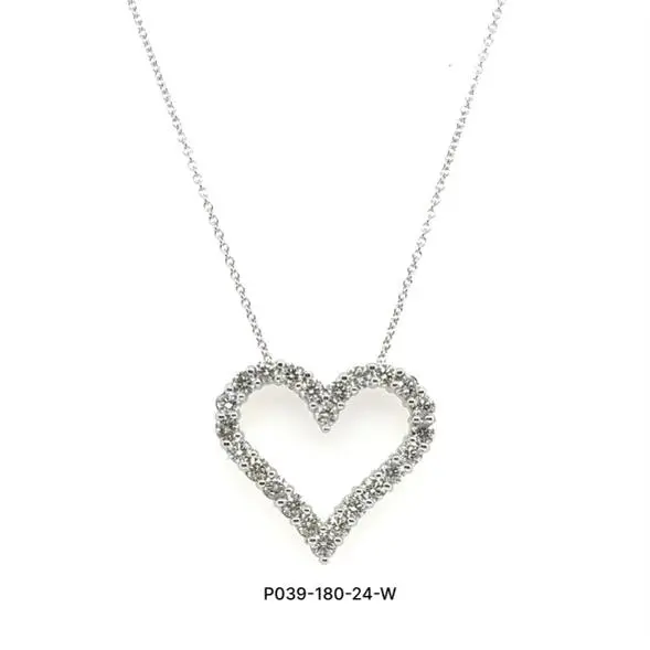 14K White Gold Open Heart Diamond Pendant – 1.75Ct G/Si1 1