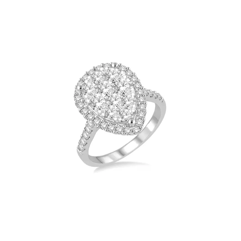 14K White Gold Pear-Shaped Diamond Cluster Ring – 1.50Cttw 1