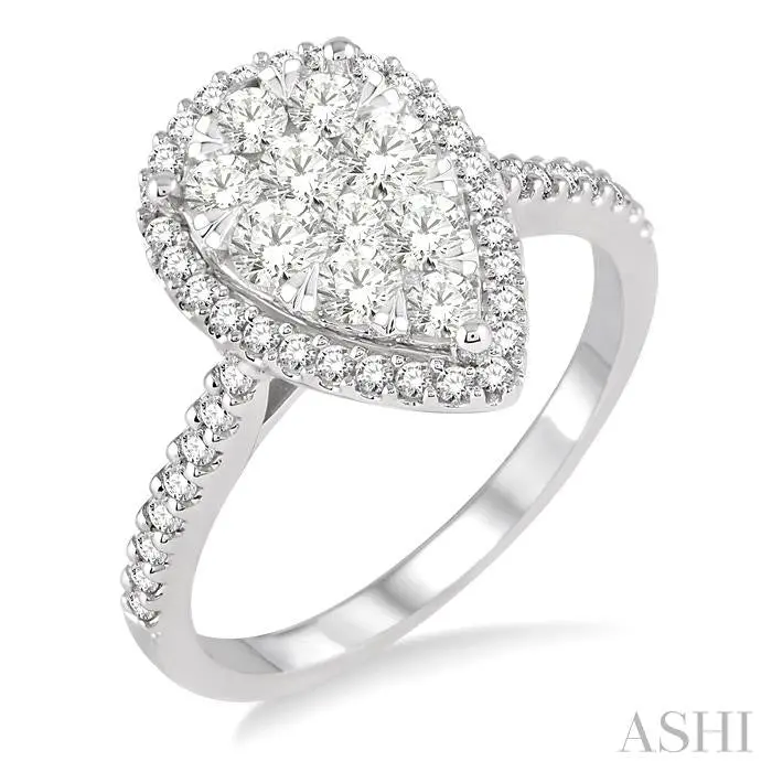 14K White Gold Pear-Shaped Lovebright Diamond Ring – 1 Ct Total Weight 1