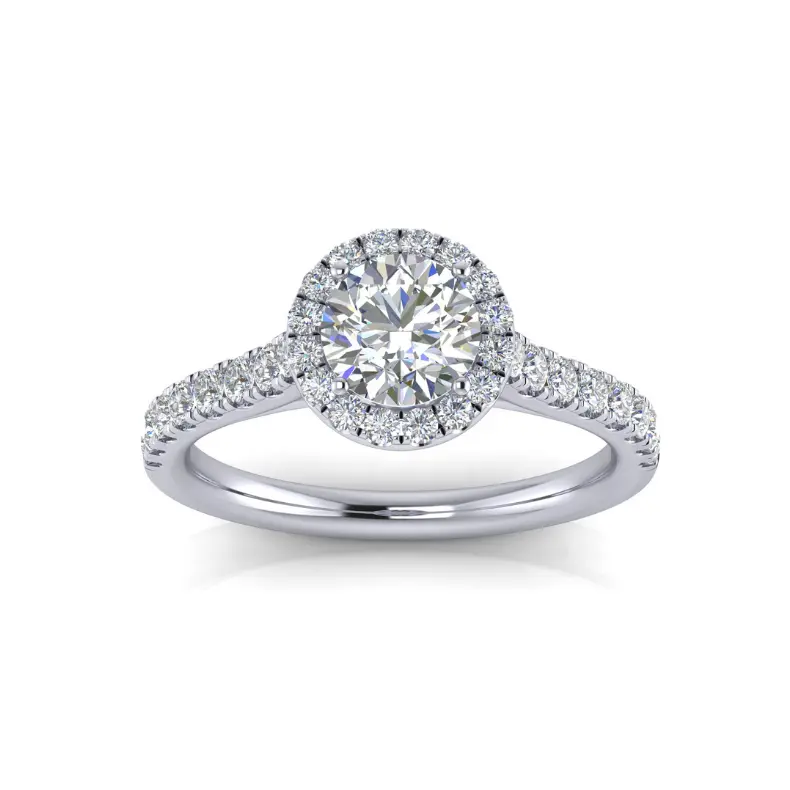 14K White Gold Round Lab-Grown Diamond Halo Engagement Ring – 1.4 Carat Total Weight 1