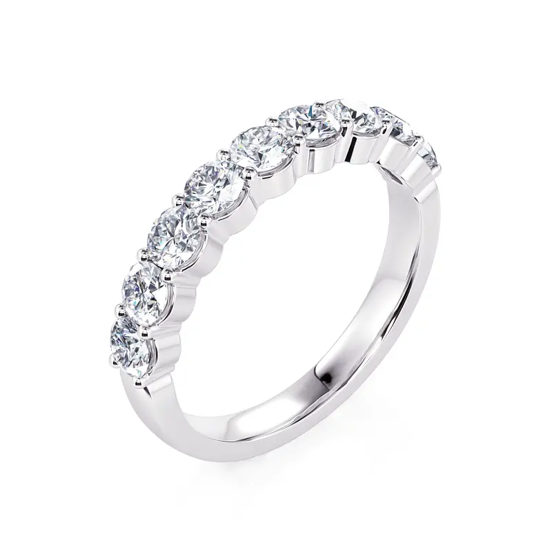 14K White Gold Shared-Prong Diamond Wedding Band – 3/4 Carat Total Weight 1