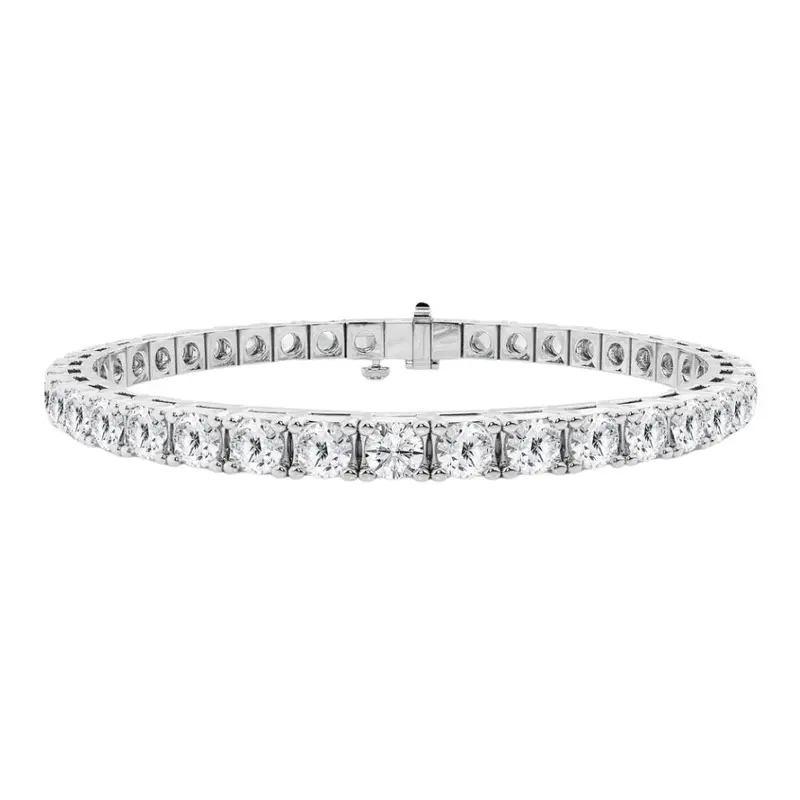 14K White Gold Tennis Bracelet With 10 Carats Total Weight Lab-Grown Diamonds 1