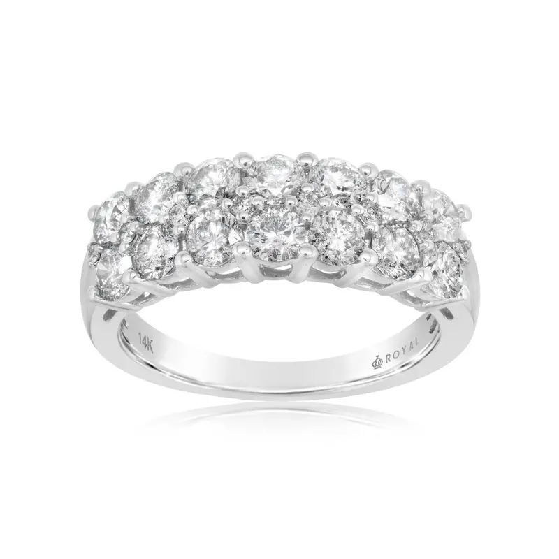 14K White Gold Triple-Row Diamond Band (1.75 Ct Tw) 1
