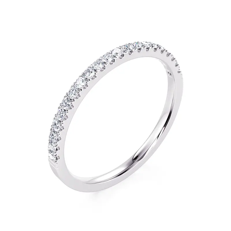 14K White Gold U-Prong Diamond Wedding Band – 1/7 Carat Total Weight 1