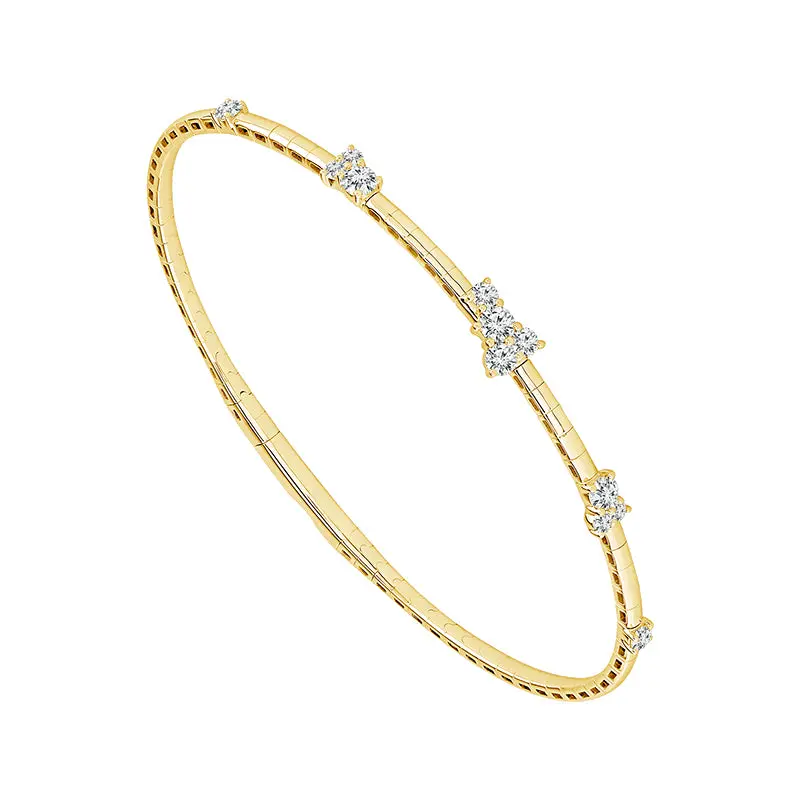 14K Yellow Gold Adjustable Diamond Bangle Bracelet (0.625 Ctw) 1