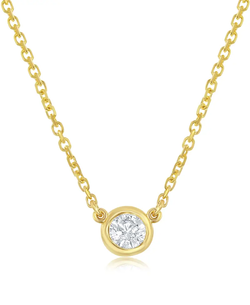 14K Yellow Gold Bezel-Set Solitaire Diamond Necklace – 0.14Ct, G-H Color, Si1-Si2 Clarity 1
