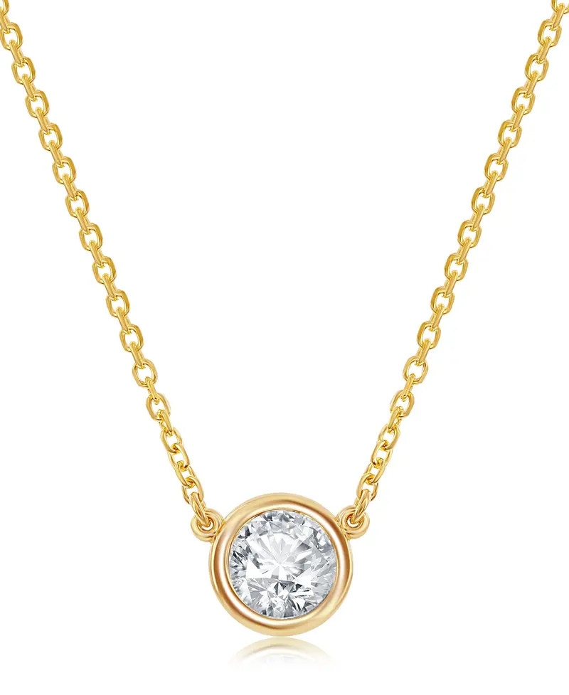 14K Yellow Gold Bezel-Set Solitaire Diamond Necklace – 3/8 Carat, G Color, Si1 Clarity 1
