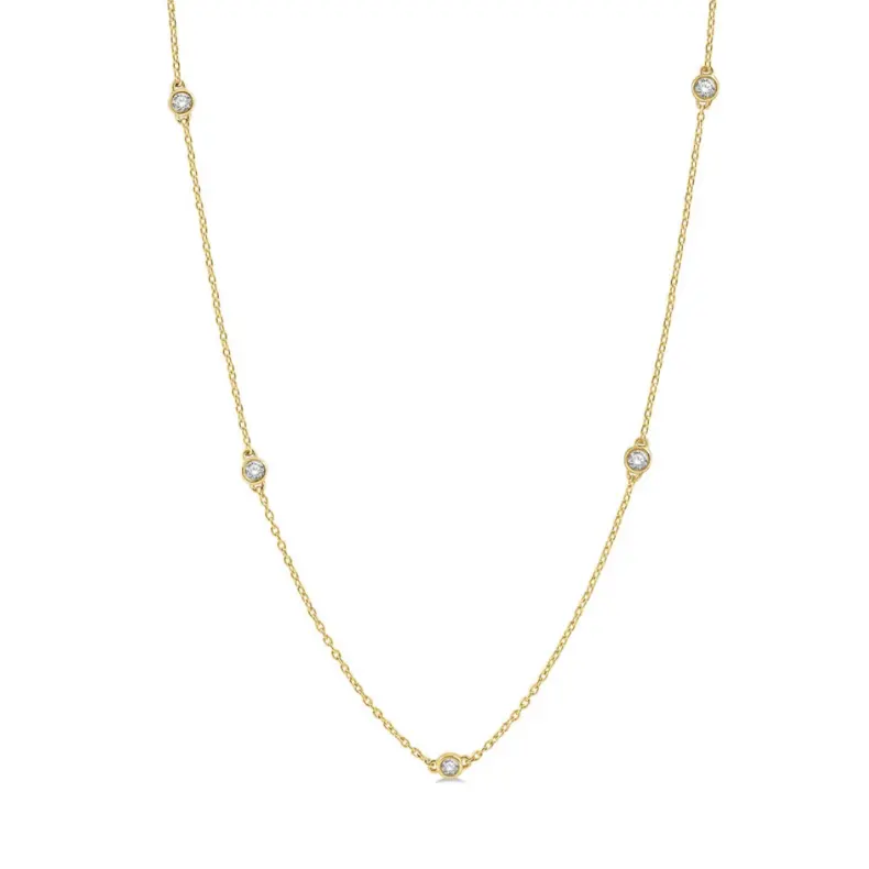 14K Yellow Gold Diamond Necklace – 3/4 Carat Round Brilliant Cut 1