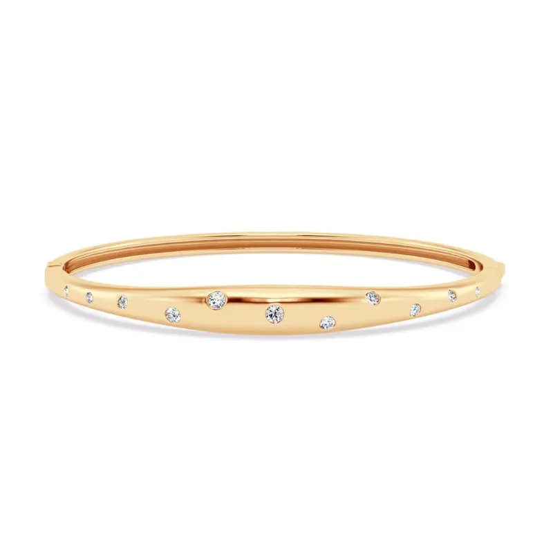 14K Yellow Gold Domed Diamond Bangle Bracelet – 0.50 Carat Total Weight 1