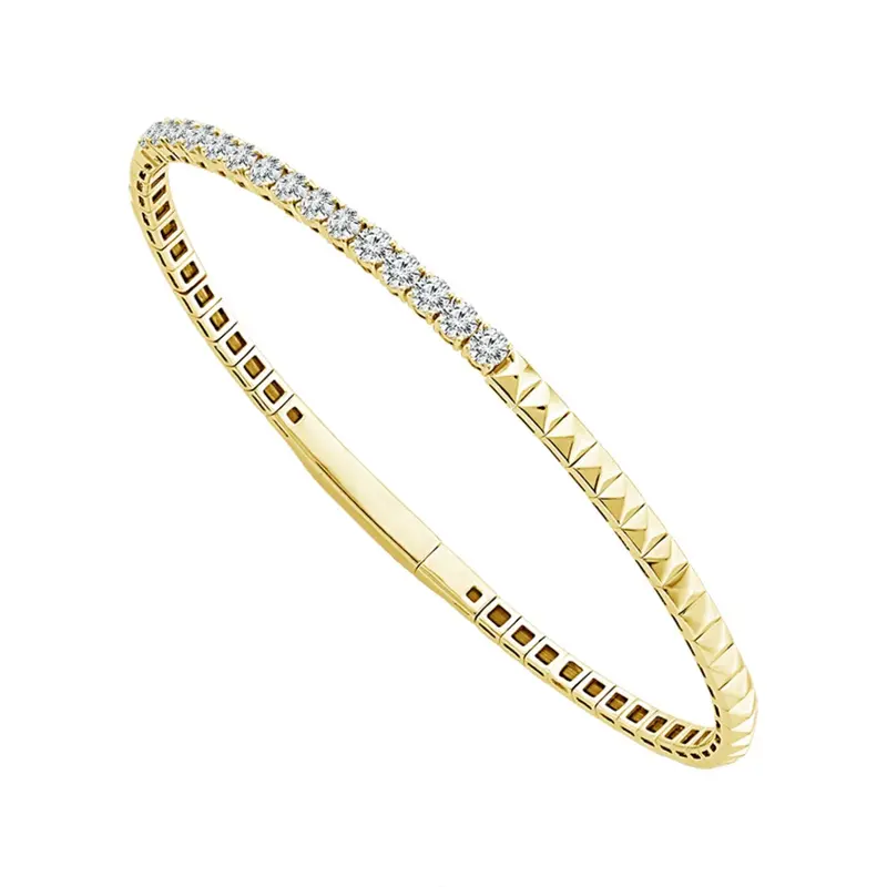 14K Yellow Gold Flexible Diamond Bangle – 1 Carat Total Weight 1