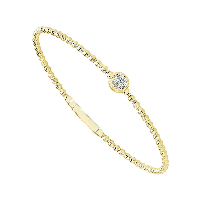 14K Yellow Gold Flexible Diamond Bangle Bracelet (0.17 Ctw) 1