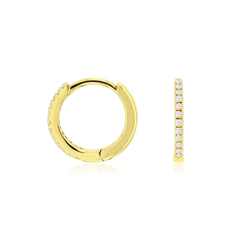 14K Yellow Gold Mini Diamond Hoop Earrings – 0.10Ctw 1