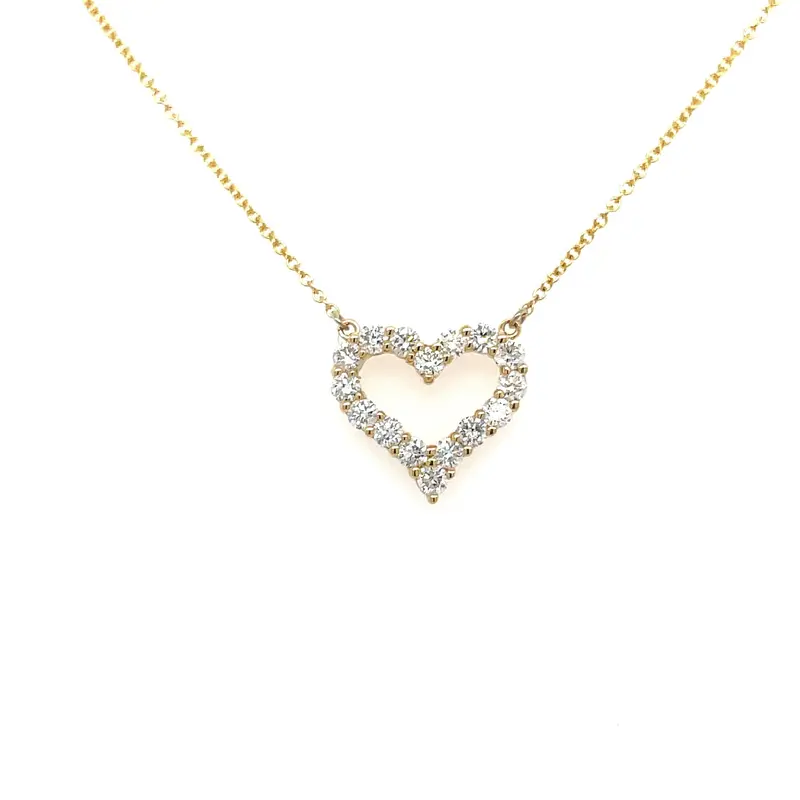 14K Yellow Gold Open Heart Diamond Pendant – 0.81Ct G/Si1 1