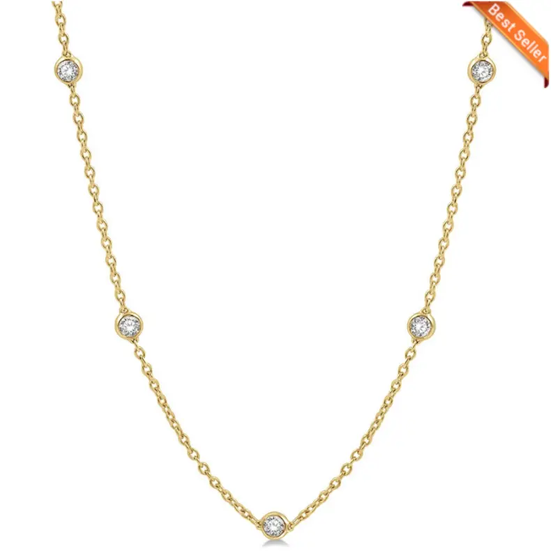 14K Yellow Gold Round Diamond Fashion Necklace – 1.5 Carats Total Weight 1
