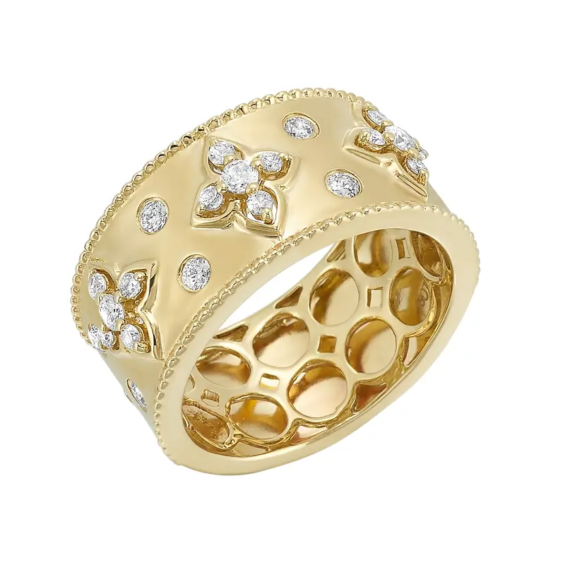 14K Yellow Gold Wide Diamond Fashion Ring – 0.50 Ct 1