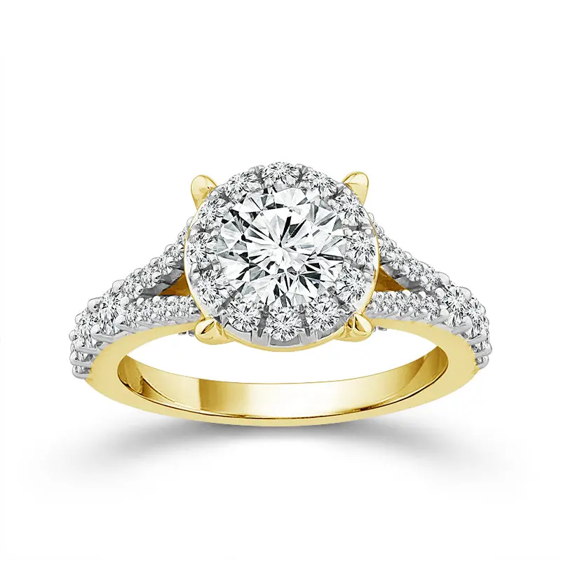2.00 Carat Bloom-Style Lab-Created Diamond Halo Engagement Ring In 14K Yellow Gold 1