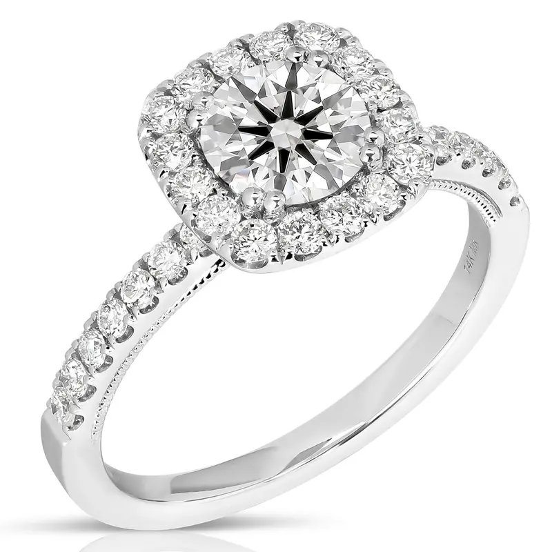 2.5 Ct Cushion-Cut Lab-Grown Diamond Halo Engagement Ring In 14K White Gold 1