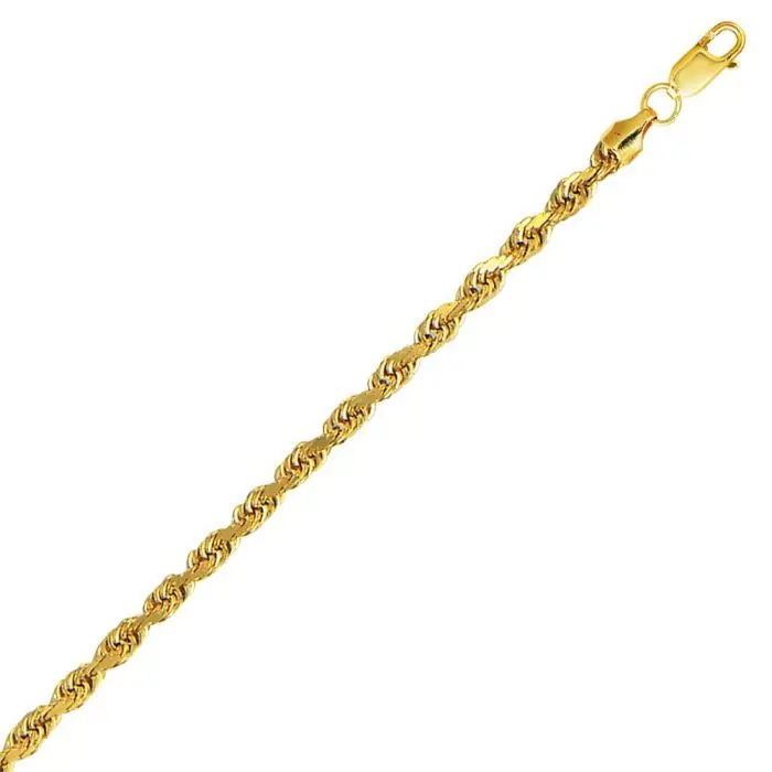 24-Inch Semi-Solid Rope Chain In 10K Yellow Gold (4Mm) 1
