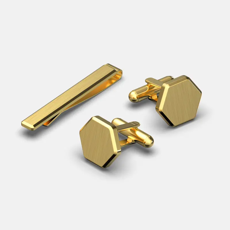 24K Gold Tie Bar & Cufflinks Set – Luxury Dress Accessories 1