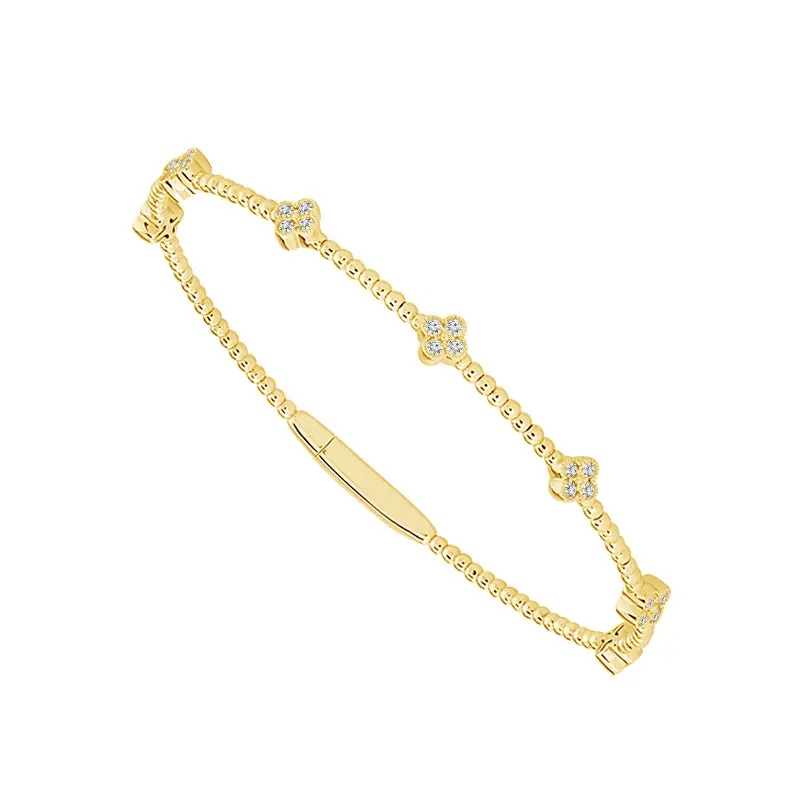3/8 Carat Flower-Design Flexible Diamond Bangle In Yellow Gold 1
