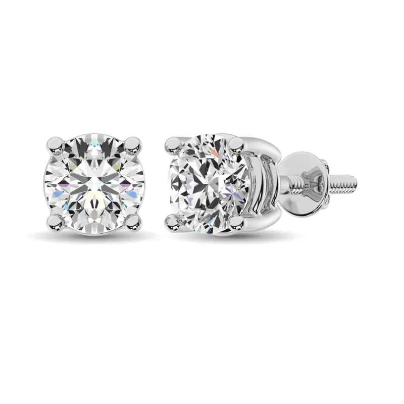 3 Ct Round Lab-Grown Diamond Stud Earrings – 14K White Gold 1