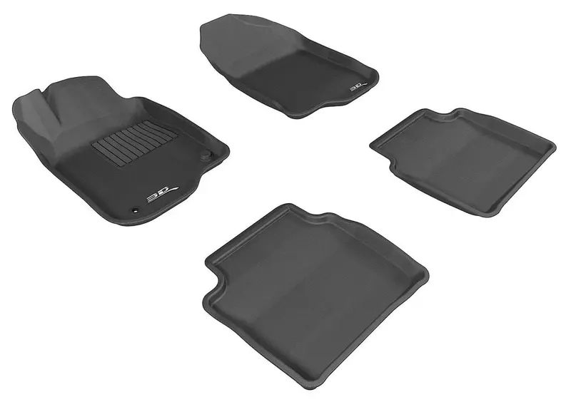 3D Maxpider Kagu Black All-Weather Floor Mat Set (4-Piece) With Reinforced Eyelets 1
